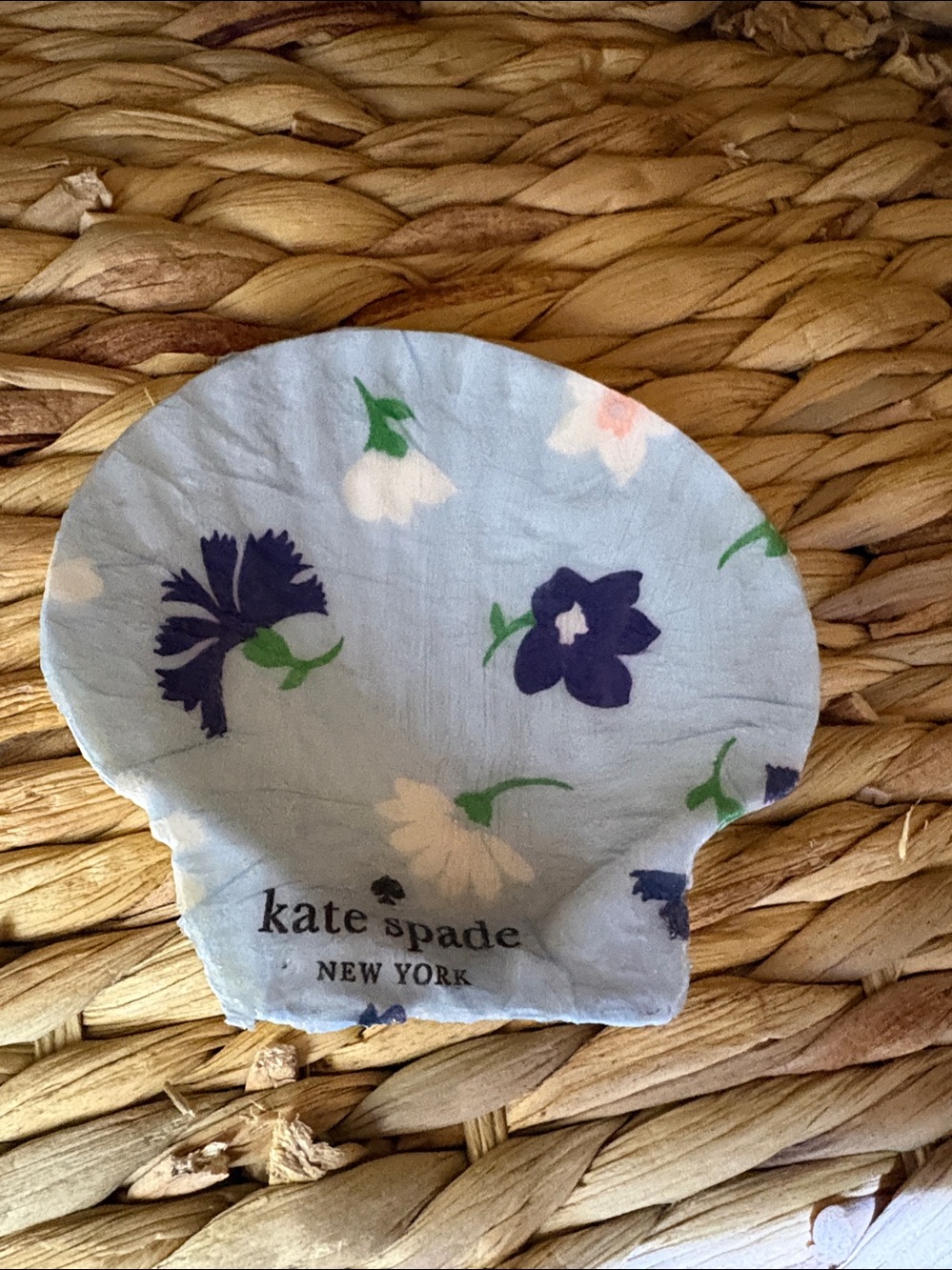 Light Blue Floral Shell Trinket Dish made with Kate Spade napkin